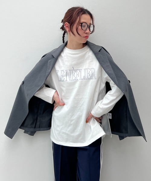 y/m（イム）の「前後2WAYサイドスリットロゴロンT（Tシャツ/カットソー・レディース・ブラック/ホワイト・FREE）」の7枚目の写真