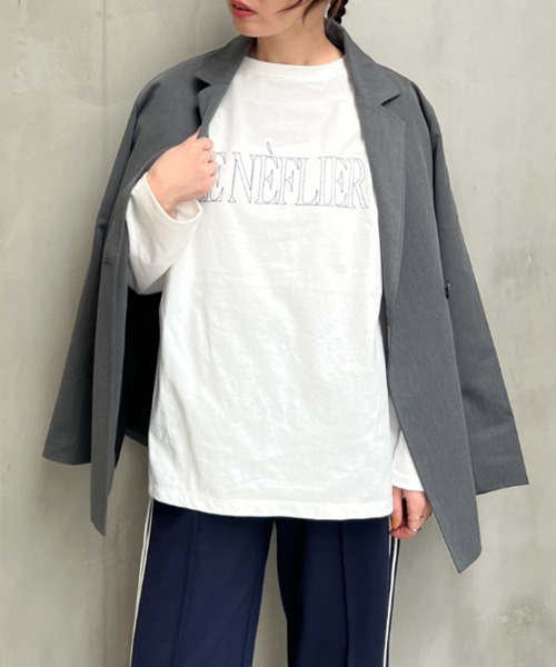 y/m（イム）の「前後2WAYサイドスリットロゴロンT（Tシャツ/カットソー・レディース・ブラック/ホワイト・FREE）」の12枚目の写真