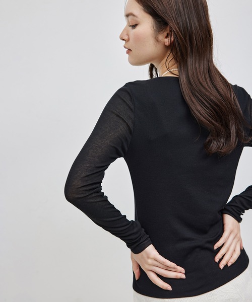 ROPE'（ロペ）の「【雑誌掲載】コットンナイロン二重仕立てシアープルオーバー（Tシャツ/カットソー・レディース・オレンジ/ホワイト/ブラック・FREE）」の3枚目の写真