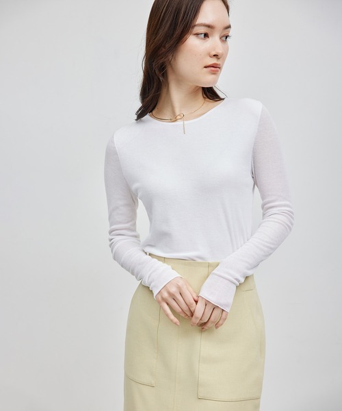 ROPE'（ロペ）の「【雑誌掲載】コットンナイロン二重仕立てシアープルオーバー（Tシャツ/カットソー・レディース・オレンジ/ホワイト/ブラック・FREE）」の11枚目の写真