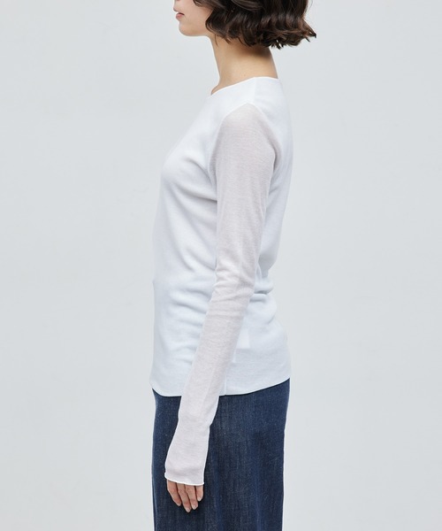 ROPE'（ロペ）の「【雑誌掲載】コットンナイロン二重仕立てシアープルオーバー（Tシャツ/カットソー・レディース・オレンジ/ホワイト/ブラック・FREE）」の9枚目の写真