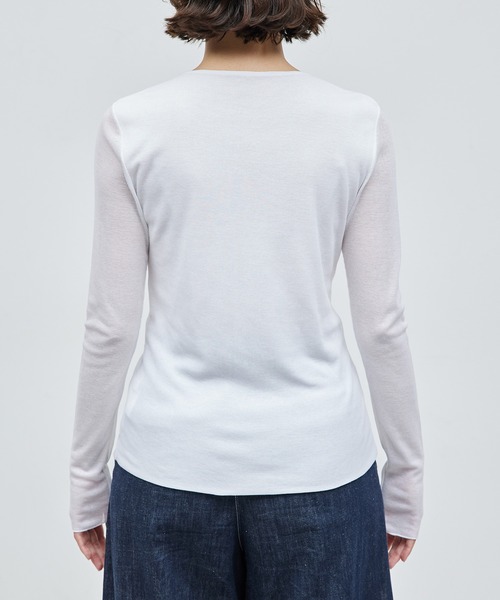 ROPE'（ロペ）の「【雑誌掲載】コットンナイロン二重仕立てシアープルオーバー（Tシャツ/カットソー・レディース・オレンジ/ホワイト/ブラック・FREE）」の5枚目の写真