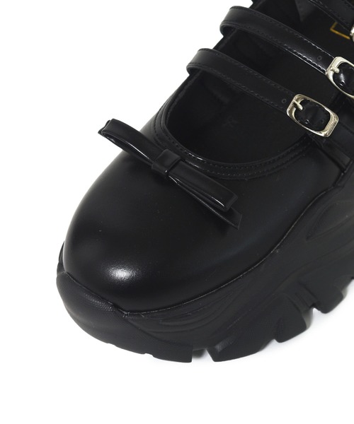 Alley by w closet(アリーバイダブルクローゼット)の「【Alley】厚底スニーカーバレーシューズ(バレエシューズ・レディース・ブラック/オフホワイト・M/L)」の6枚目の写真