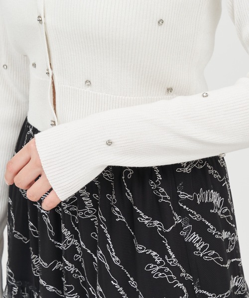 ROYAL PARTY（ロイヤルパーティー）の「ビジューカーディガン（カーディガン/ボレロ・レディース・パープル/ピンク/ブラック/オフホワイト・FREE）」の16枚目の写真