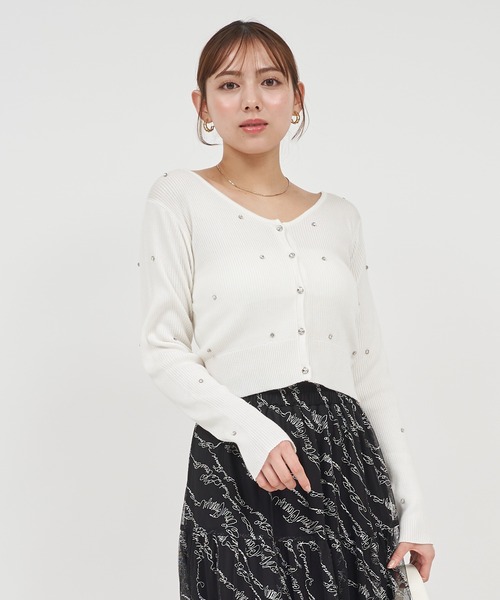 ROYAL PARTY（ロイヤルパーティー）の「ビジューカーディガン（カーディガン/ボレロ・レディース・パープル/ピンク/ブラック/オフホワイト・FREE）」の20枚目の写真