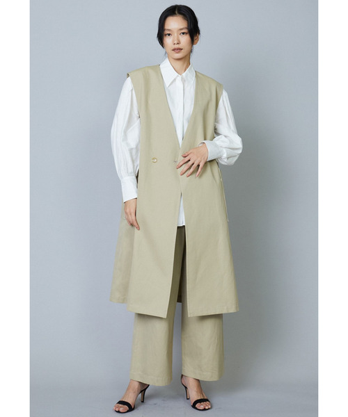 1er Arrondissement(プルミエアロンディスモン)の「コットンヘンプツイルロングジレ(その他アウター・レディース・オフホワイト/ブラック/ベージュ・36/38)」の5枚目の写真