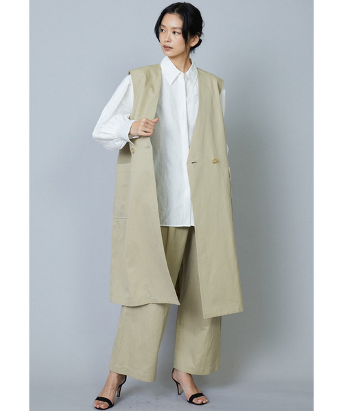 1er Arrondissement(プルミエアロンディスモン)の「コットンヘンプツイルロングジレ(その他アウター・レディース・オフホワイト/ブラック/ベージュ・36/38)」の8枚目の写真