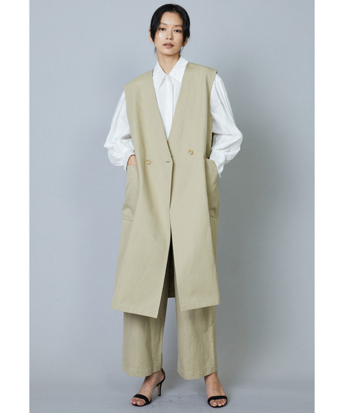 1er Arrondissement(プルミエアロンディスモン)の「コットンヘンプツイルロングジレ(その他アウター・レディース・オフホワイト/ブラック/ベージュ・36/38)」の9枚目の写真