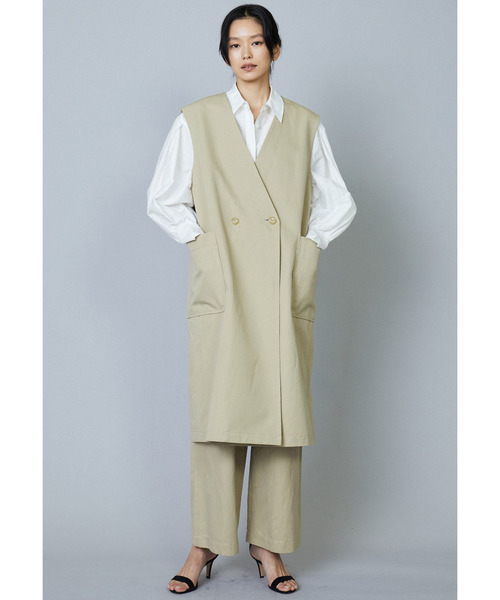 1er Arrondissement(プルミエアロンディスモン)の「コットンヘンプツイルロングジレ(その他アウター・レディース・オフホワイト/ブラック/ベージュ・36/38)」の10枚目の写真