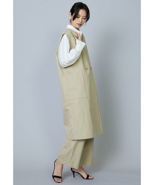 1er Arrondissement(プルミエアロンディスモン)の「コットンヘンプツイルロングジレ(その他アウター・レディース・オフホワイト/ブラック/ベージュ・36/38)」の11枚目の写真
