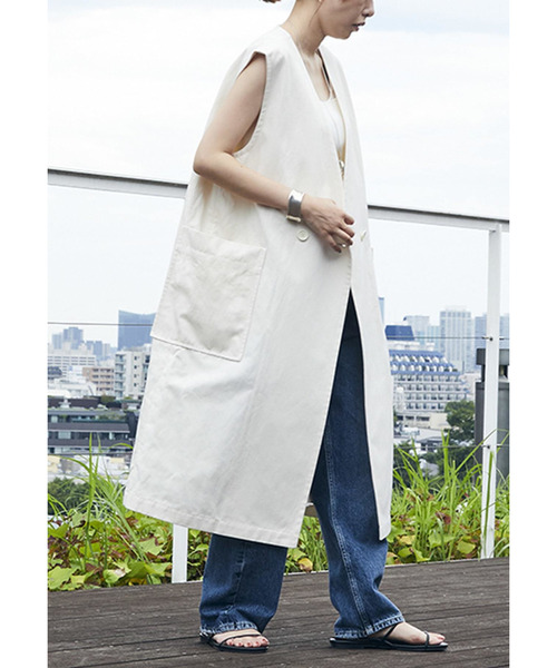 1er Arrondissement(プルミエアロンディスモン)の「コットンヘンプツイルロングジレ(その他アウター・レディース・オフホワイト/ブラック/ベージュ・36/38)」の15枚目の写真