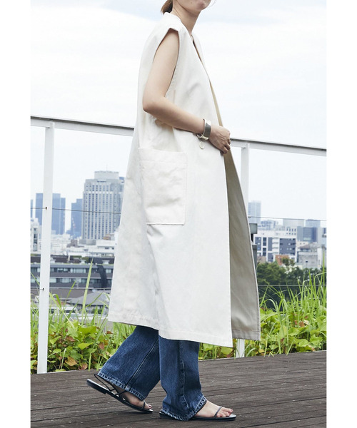 1er Arrondissement(プルミエアロンディスモン)の「コットンヘンプツイルロングジレ(その他アウター・レディース・オフホワイト/ブラック/ベージュ・36/38)」の16枚目の写真