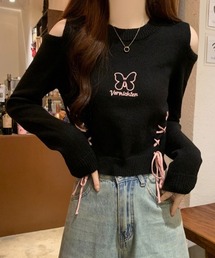 Sibra（シブラ）の「蝶ししゅうニットトップス（ニット/セーター）」