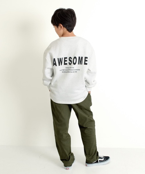 GLAZOS（グラソス）の「【大人向けサイズあり】裏起毛・バックプリントトレーナー（スウェット・キッズ・オートミール・160cm/170cm/150cm/140cm/130cm）」の4枚目の写真