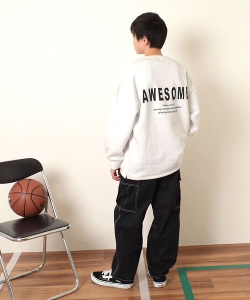 GLAZOS（グラソス）の「【大人向けサイズあり】裏起毛・バックプリントトレーナー（スウェット・キッズ・オートミール・160cm/170cm/150cm/140cm/130cm）」の2枚目の写真