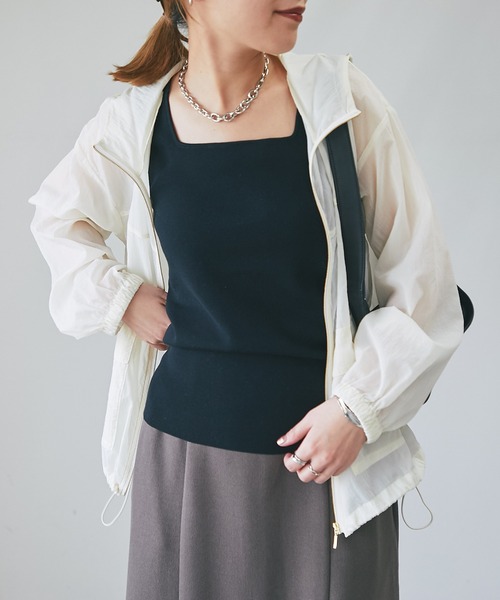 un dix cors（アンディコール）の「スクエアーニットタンクトップ（タンクトップ・レディース・オフホワイト/チャコールグレー/ブラック・FREE）」の11枚目の写真