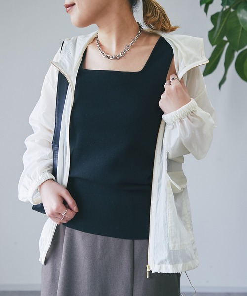 un dix cors（アンディコール）の「スクエアーニットタンクトップ（タンクトップ・レディース・オフホワイト/チャコールグレー/ブラック・FREE）」の12枚目の写真