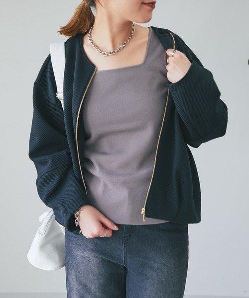 un dix cors（アンディコール）の「スクエアーニットタンクトップ（タンクトップ・レディース・オフホワイト/チャコールグレー/ブラック・FREE）」の18枚目の写真