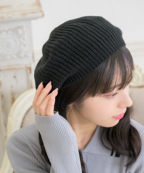 casita(RETRO GIRL)（カシータ）の「ニットベレー（ハンチング/ベレー帽・レディース・ライトグレー/オフホワイト/ブラック・ONE SIZE）」の2枚目の写真