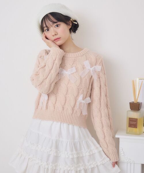 casita(RETRO GIRL)（カシータ）の「ニットベレー（ハンチング/ベレー帽・レディース・ライトグレー/オフホワイト/ブラック・ONE SIZE）」の4枚目の写真