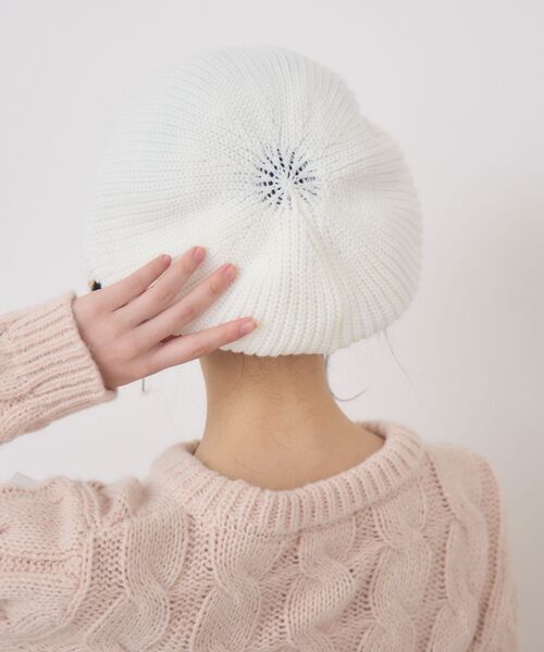casita(RETRO GIRL)（カシータ）の「ニットベレー（ハンチング/ベレー帽・レディース・ライトグレー/オフホワイト/ブラック・ONE SIZE）」の8枚目の写真