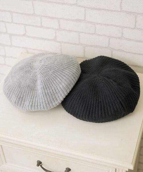 casita(RETRO GIRL)（カシータ）の「ニットベレー（ハンチング/ベレー帽・レディース・ライトグレー/オフホワイト/ブラック・ONE SIZE）」の10枚目の写真