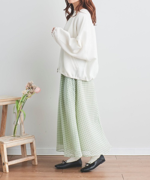 mil（ミル）の「【150㎝前後の小柄さんサイズ】シアーチェックフレアスカート（スカート・レディース・ブラック/グリーン/ブラウン・XXS/XS/S）」の15枚目の写真