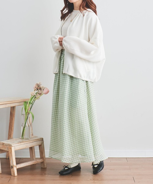 mil（ミル）の「【150㎝前後の小柄さんサイズ】シアーチェックフレアスカート（スカート・レディース・ブラック/グリーン/ブラウン・XXS/XS/S）」の17枚目の写真