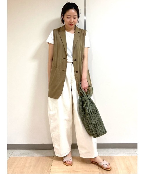 human woman（ヒューマンウーマン）の「◆オーガニックコットンスムースＴシャツ（Tシャツ/カットソー・レディース・グレー/ホワイト・MEDIUM/LARGE）」の8枚目の写真