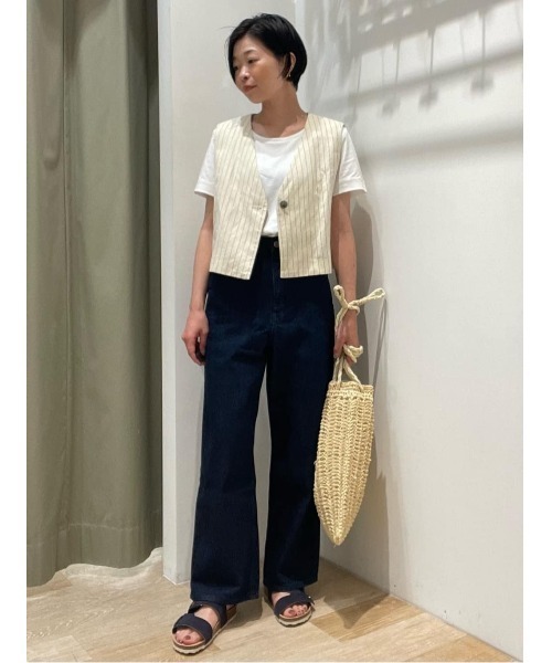 human woman（ヒューマンウーマン）の「◆オーガニックコットンスムースＴシャツ（Tシャツ/カットソー・レディース・グレー/ホワイト・MEDIUM/LARGE）」の3枚目の写真