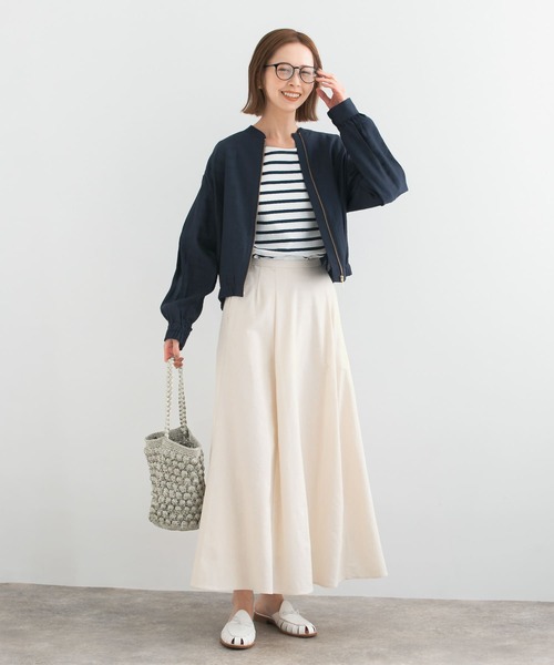 URBAN RESEARCH ROSSO WOMEN（アーバンリサーチ　ロッソ）の「リネン混タックロングスカート（スカート・レディース・ブラック/ホワイト/グリーン・FREE）」の17枚目の写真