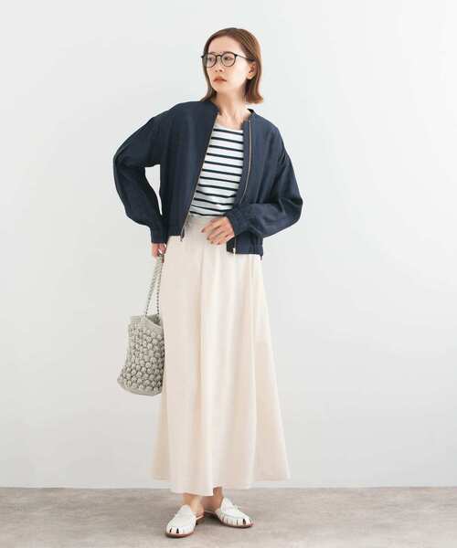 URBAN RESEARCH ROSSO WOMEN（アーバンリサーチ　ロッソ）の「リネン混タックロングスカート（スカート・レディース・ブラック/ホワイト/グリーン・FREE）」の18枚目の写真