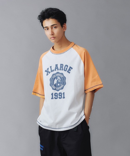 XLARGE（エクストララージ）の「COLOR SCHEME STITCH RAGLAN S/S TEE（Tシャツ/カットソー・メンズ・ホワイト/ブラック/ネイビー・M/S/XL/L）」の4枚目の写真