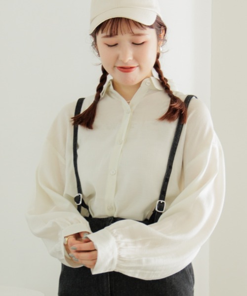 flower（フラワー）の「ソルベギャザーシャツ（シャツ/ブラウス・レディース・ピンク/ミント/アイボリー・FREE）」の2枚目の写真