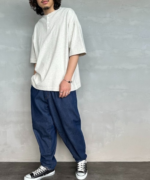 Healthknit（ヘルスニット）の「[HEALTHKNIT/ヘルスニット] 別注 ビッグシルエット ヘンリーネックTシャツ（Tシャツ/カットソー・レディース・ブラック/グレー/ホワイト・M/L/XL/XXL）」の3枚目の写真