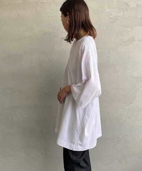 Healthknit（ヘルスニット）の「[HEALTHKNIT/ヘルスニット] 別注 ビッグシルエット ヘンリーネックTシャツ（Tシャツ/カットソー・レディース・ブラック/グレー/ホワイト・M/L/XL/XXL）」の8枚目の写真