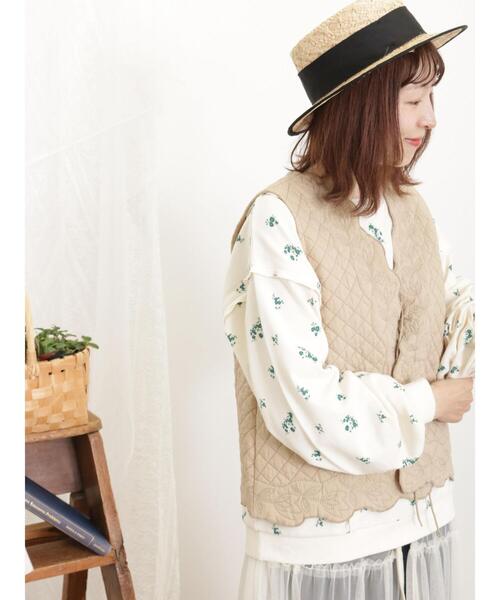 Samansa Mos2（サマンサ モスモス）の「【India crafts】花刺繍キルトベスト（ベスト・レディース・カーキ/チャコールグレー/キナリ/ラベンダー・F）」の10枚目の写真