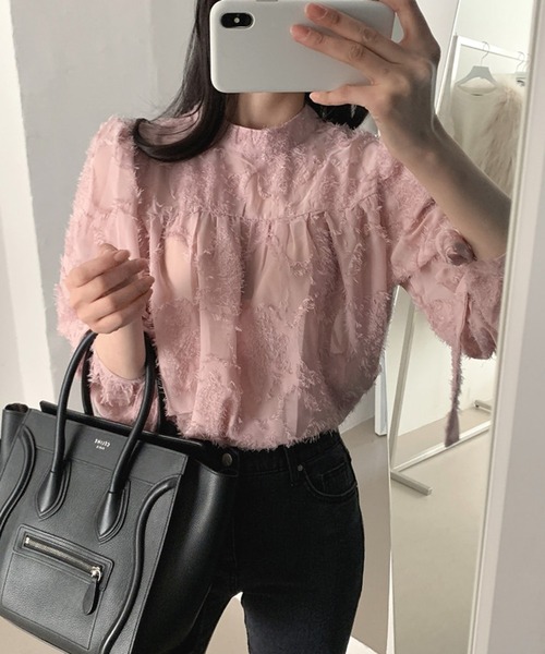 LAFFMO（ラフモ）の「リボン袖ジャガードブラウス（シャツ/ブラウス・レディース・ベージュ/ピンク・F）」の20枚目の写真