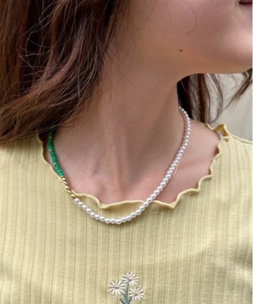 axes femme（アクシーズファム）の「パール×ビーズネックレス（ネックレス・レディース・ゴールド・FREE）」の2枚目の写真