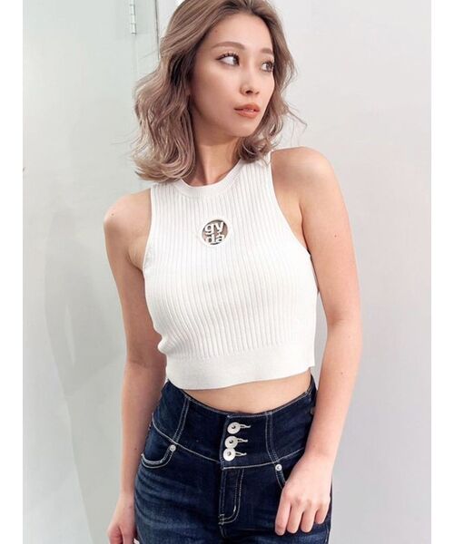 GYDA（ジェイダ）の「SQUARE gyda MOLDアメスリニットトップス（ニット/セーター・レディース・オフホワイト/ブラック/レッド/グリーン・FREE）」の5枚目の写真