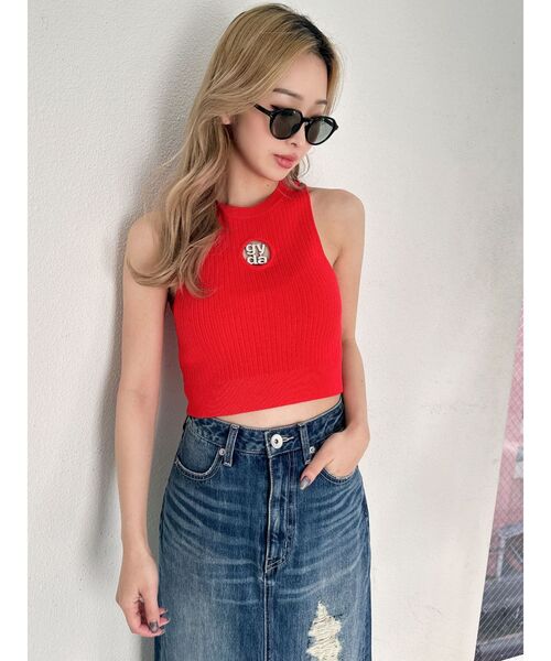 GYDA（ジェイダ）の「SQUARE gyda MOLDアメスリニットトップス（ニット/セーター・レディース・オフホワイト/ブラック/レッド/グリーン・FREE）」の6枚目の写真