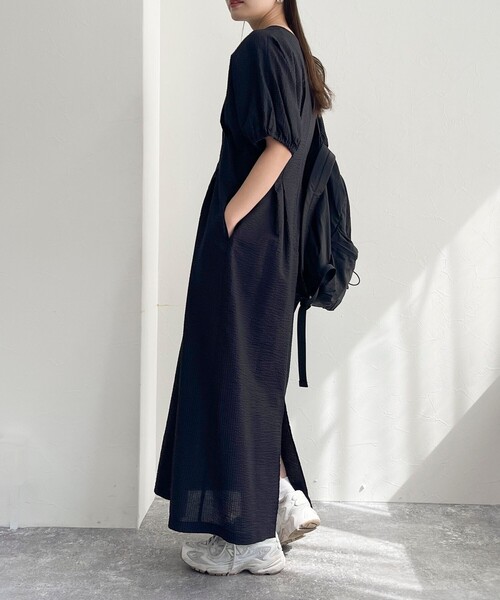 fredy emue(フレディエミュ)の「コットンリップルシェイプワンピース(ワンピース・レディース・レッド/ブラック/ブラック系その他・36/38)」の8枚目の写真