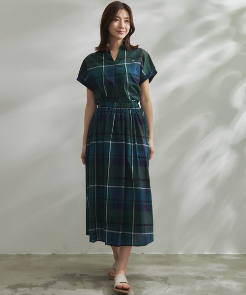 Arnold Palmer（アーノルドパーマー）の「マドラスチェック スキッパーブラウス（シャツ/ブラウス・レディース・ダークグリーン/ミント/イエロー・S/L/M）」の8枚目の写真