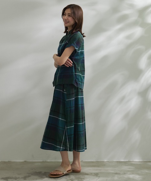 Arnold Palmer（アーノルドパーマー）の「マドラスチェック スキッパーブラウス（シャツ/ブラウス・レディース・ダークグリーン/ミント/イエロー・S/L/M）」の9枚目の写真