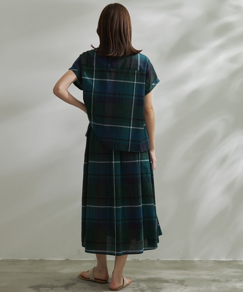 Arnold Palmer（アーノルドパーマー）の「マドラスチェック スキッパーブラウス（シャツ/ブラウス・レディース・ダークグリーン/ミント/イエロー・S/L/M）」の10枚目の写真