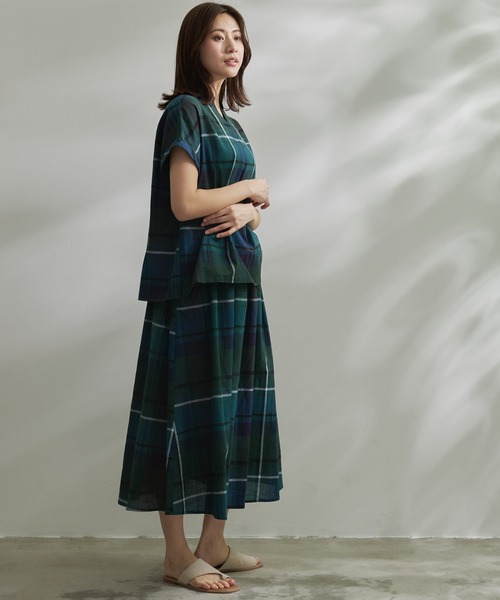 Arnold Palmer（アーノルドパーマー）の「マドラスチェック スキッパーブラウス（シャツ/ブラウス・レディース・ダークグリーン/ミント/イエロー・S/L/M）」の11枚目の写真