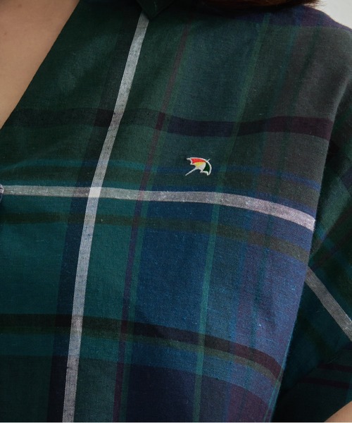 Arnold Palmer（アーノルドパーマー）の「マドラスチェック スキッパーブラウス（シャツ/ブラウス・レディース・ダークグリーン/ミント/イエロー・S/L/M）」の5枚目の写真