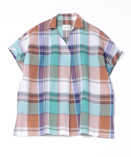 Arnold Palmer（アーノルドパーマー）の「マドラスチェック スキッパーブラウス（シャツ/ブラウス・レディース・ダークグリーン/ミント/イエロー・S/L/M）」の18枚目の写真