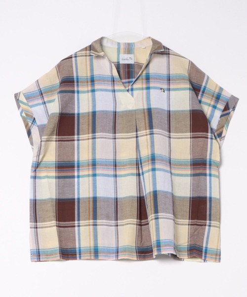 Arnold Palmer（アーノルドパーマー）の「マドラスチェック スキッパーブラウス（シャツ/ブラウス・レディース・ダークグリーン/ミント/イエロー・S/L/M）」の21枚目の写真