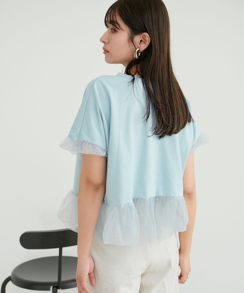 VIS（ビス）の「【2WAY】チュールリバーシブルプルオーバー（Tシャツ/カットソー・レディース・ブラック/ホワイト系その他5/サックスブルー・FREE）」の5枚目の写真